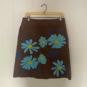 Boden size 10 embroidered floral A line cotton skirt